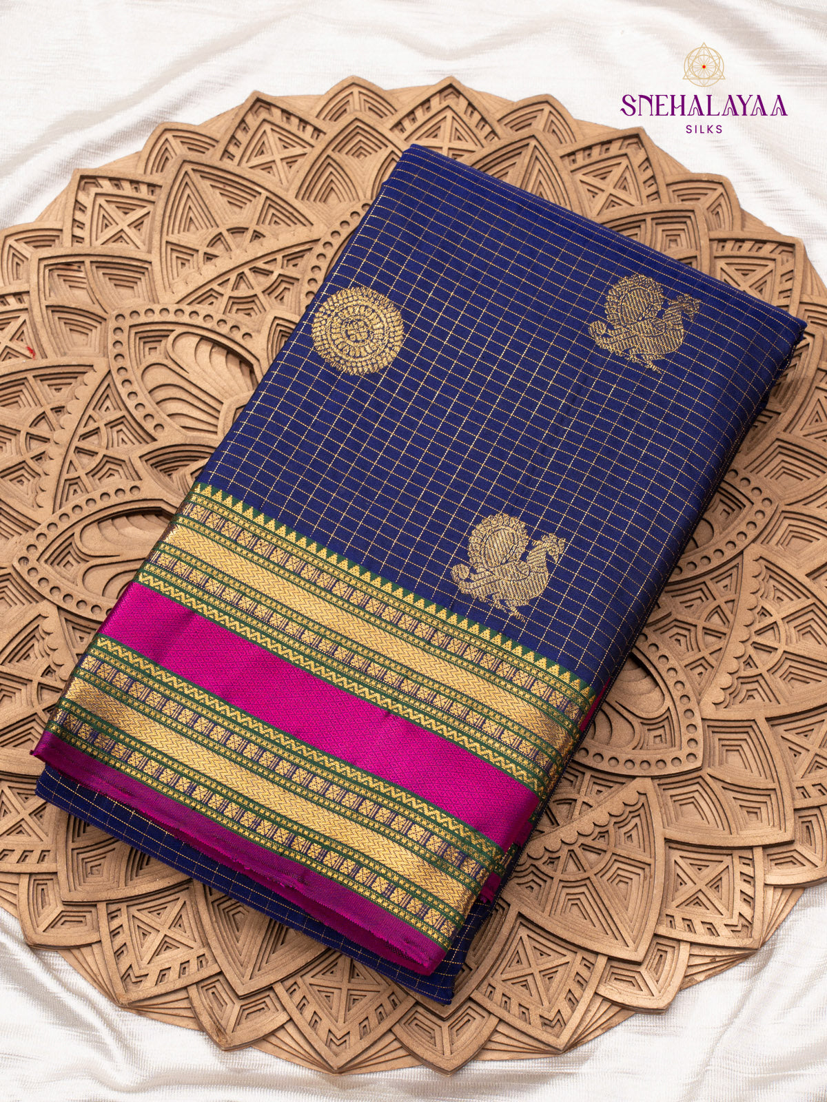 Navy Blue Kanjivaram Silk Saree